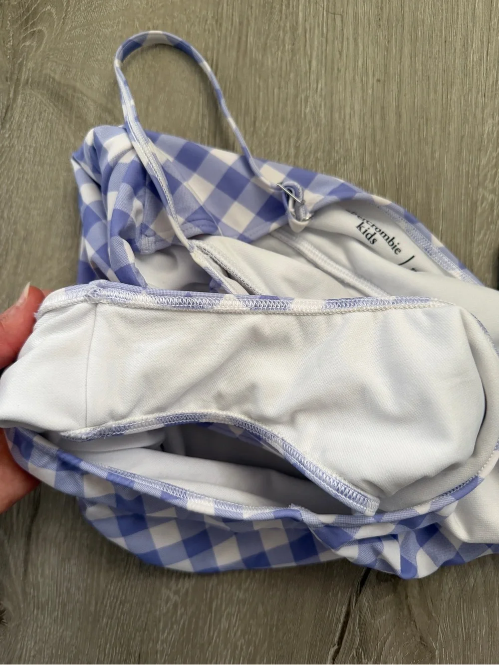 abercrombie kids 15/16 Lavender and White Gingham One-Piece Swimsuit